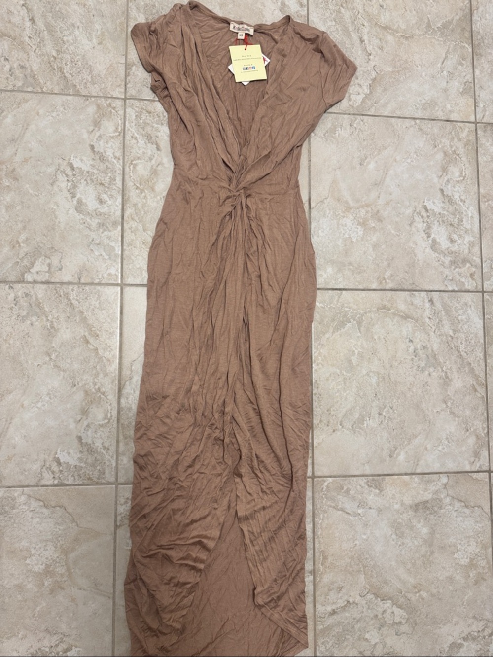 Rolla Coster Taupe Twist-Front Maxi Dress